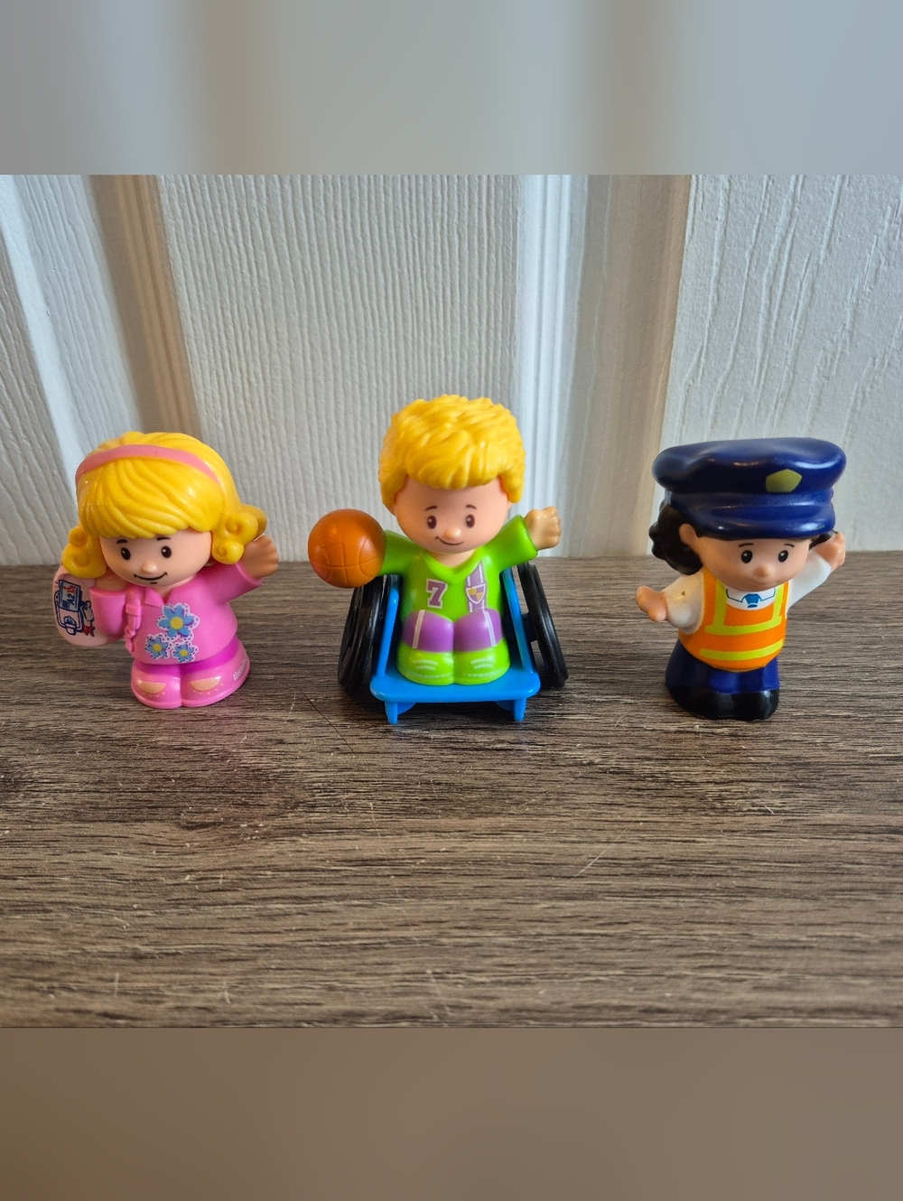 Little People School Girl, Boy In Wheelchair And Crossing Guard
